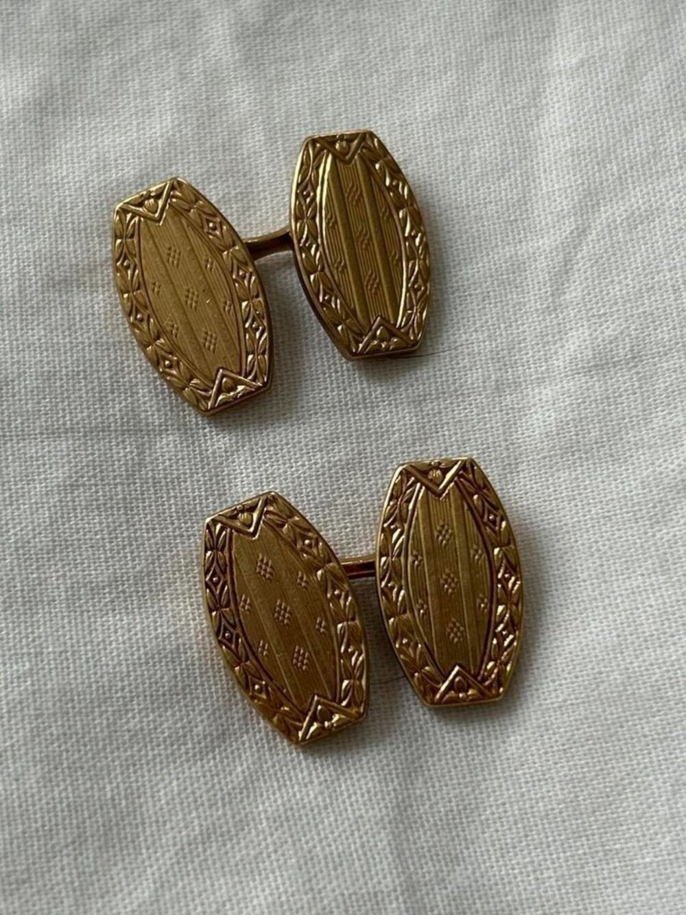 Vintage 1930’s Krementz Oval Shaped Double Sided 14k Gold Overlay Cufflinks